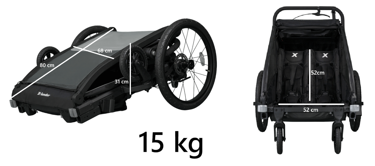 X-Lander Booster 2 PRO - podwójna, wielofunkcyjna przyczepka rowerowa 3w1